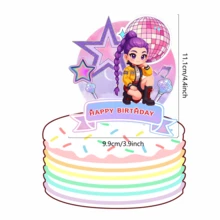 1 unidade de cartão decorativo para ovo de aniversário com tema de grupo feminino (2026), ideal para decoração de sobremesas em festas de aniversário. Perfeito para festas com tema K-POP. - Multicolorido - Ver 6