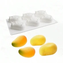 1 pieza Molde de silicona con forma de mango para postre mousse, DIY 6 filas o 10 filas, molde para helado de mango, chocolate, accesorios de cocina para el hogar, cajas para pasteles, bandeja de aperitivos. - Multicolor - Ver 4
