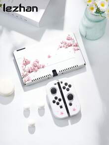 1pc Pink Floral Magnolia Pattern Protective Case For Nintendo Switch OLED/Switch NS, Switch Console Carrying Case, Battery Extender Version Accessories, Best Gift For Switch Players - Multicolor - View 8