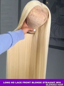 8-34吋 13x4蕾絲前頂假髮 #613金blonde直髮 HD蕾絲假髮 200%密度 預拔自然髮際線 混髮巴西直髮 自然色 無膠前頂假髮 女款 派對節日日常使用 - S613 - 查看 19