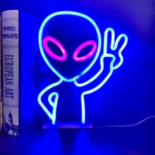 1pc Creative Geometric Gamepad & Alien Planet Neon Sign Decor, LED Neon Art Decoration Suitable For Gaming Room, Bar, Computer Room, Shop, Multifunctional Wall Hanging Decor With Switch Control, USB Powered, Plastic Material, Great For Bedroom, Gaming Area, Birthday Gift - Multicolor - View 16