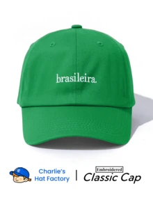 1顶“Brasileira”刺绣经典棒球帽，多种颜色可选，展现巴西民族自豪感的复古老爹帽，简约标语户外旅行配饰，女士适用。 - brasileira - 查看 6