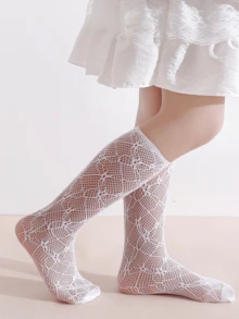 3 Pairs Girls Lace Mesh Crew Socks, White Breathable Princess Style Socks, Versatile For Daily Wear & Party - Multicolor - View 5