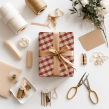 5m Rollo de papel de regalo, patrón a cuadros rojos de una sola cara, papel kraft de 43cm x 500cm, papel de regalo grueso DIY, adecuado para regalos de Navidad, regalos de Año Nuevo, regalos de cumpleaños, fiestas de novias, decoración de regalos, universal para vacaciones - Cuadros rojos - 5 m - Ver 4