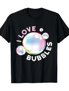 Burbujas de colores brillantes que reflejan alegría libertad y un toque juvenil creando una sensación de frescura y diversión camiseta de mujer casual moderna cómoda para verano - Negro - Ver 6