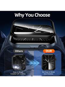3pcs Bubble-Free Screen Protector, Birthday Gift For Family And Friends, Watch Screen Protector, Watch Protective Case, Watch Accessories, Waterproof, Shockproof, Anti-Drop, Anti-Fingerprint, Full Coverage, Anti-Scratch - Clear - View 5
