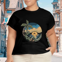 Camiseta Casual Gráfica para Mujer de Uso Diario - Negro - Ver 4