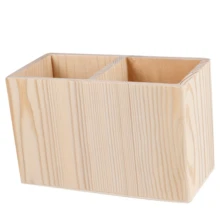 1pc Unfinished Wooden Makeup Box, Ceramic, Cup, Pen & Pen Holder, Desktop Organizer, Multipurpose - MultiWarna - View 3