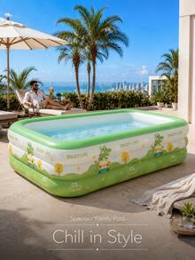 1pc Large Adult Family Inflatable Swimming Pool, Durable PVC Ground Inflatable Pool, Spacious Leisure Design, Easy Installation Portable Paddling Pool, Suitable For Backyard Garden Patio Lawn, Outdoor Summer Cooling, Water Games, Pool Party, Holiday Gift - A - View 6