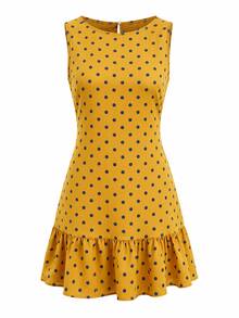 Vestido de lunares retro francés marrón para mujer 2026, vestido de vacaciones elegante con volantes en el bajo y efecto estilizante - Multicolor - Ver 7