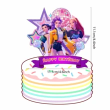 1 pieza Tarjeta de inserción de decoración de huevo del nuevo grupo de chicas 2026 para decoración de postre de fiesta de cumpleaños, adecuada para decoración de fiesta de cumpleaños. Decoración de fiesta temática K-POP - Multicolor - Ver 9