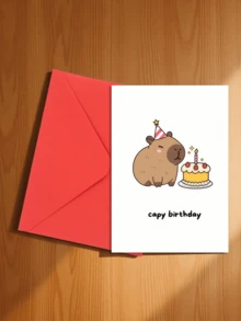 Cute Capybara Birthday Card With Envelope - Funny Cartoon Animal Design, Suitable For Anyone, Celebration Card, Great For Best Friends And Loved Ones - A - View 15