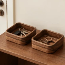 Wooden Square Storage Box, Stackable Wooden Storage Box, Multi-Functional Jewelry Tray, Desktop Organizer Box, Nesting Storage Solution For Earrings, Necklaces, Bracelets, Keys And Other Small Accessories - Multicolor - View 4