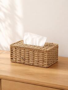 1pc Handwoven Rectangular Tissue Box - Minimalist And Boho Style Decorative Storage Box, Suitable For Bathroom Cabinet, Bedside Table, Living Room Coffee Table, Bookshelf, Home Office Desk And Hotel Lobby, Vintage Weaving Design, Multi-Color Options, Great For Kitchen Counter, Dining Table And Entryway Console Storage - Multicolor - View 4
