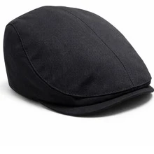 Men's Linen Retro Italian Style Beret Hat/Cap - Black - View 3