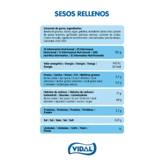 VIDAL rellenolas gran surtidos de modelos para elegir bandeja de 795g Sabor variados Sin gluten Sin grasa Vidal sabor Original garantizada - Sesos Rellenos - Ver 6