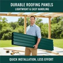 6 m² Wellblech-Dachplatten, 115x45CM, verzinkte Stahlpaneele, temporärer, abnehmbarer Geräteschuppen, 12er-Packung, Wellblech-Dachplatten für Gewächshäuser, Carports, Überdachungen, Gartenhäuser, Terrassenüberdachungen, Baumaterialien, Grün/Grau - Grün - Übersicht 3