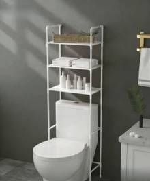 Metal Toilet Top Storage Cabinet |   Freestanding Iron Art Bathroom Storage Artifact With Spray Painted Frame, Storage Solution - White Toilet Stand - View 2