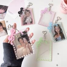 Ins Style Girly Heart Transparent Acrylic Bow Card Holder, Idol 3-Inch Star Chasing Photo Card Display Card Holder Student Pendant Protective Cover Card Holder - Multicolor - View 11