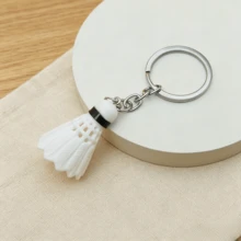 1pc Mini Realistic Badminton Keychain, Sports Style Bag Charm, Car Key Chain, Badminton Lover Accessory, Small Gift For Friends - Black and White - View 6
