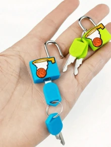 Basketball Patterns Luggage Locks, Small Suitcase Padlock Locks With Keys, Strong Copper Lock Core With Plastic Shell (For Effortless Lock Matching),Small And Sturdy, Luggage Locks , Mini Padlocks For Suitcases, Metal Keyed Lock For Travel Bags - Multicolor - View 3