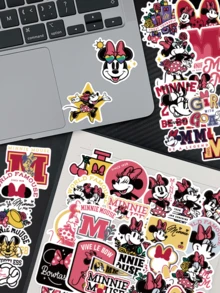 Disney 50张迪士尼米妮老鼠贴纸，可爱卡通动画主题贴纸，创意手绘涂鸦贴纸，适用于手机、冰箱、水瓶、吉他、滑板，手工装饰，生日派对礼物，奖励 - A - 查看 3