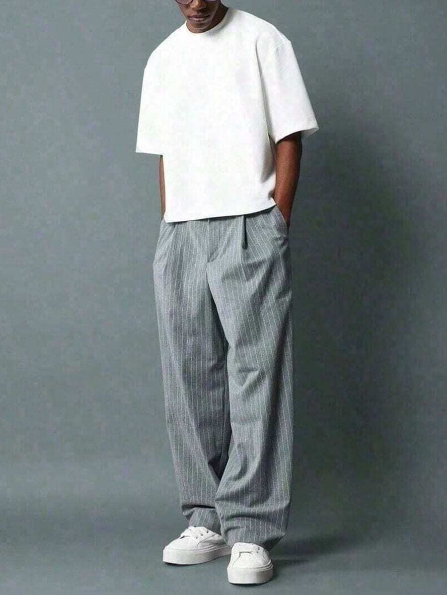 Oversized Boxy Cut Short Sleeve Jersey T Shirt Casual Crop Fit Streetwear Modern Minimalist All Season Essential Top-Comfortable Retro Cotton T-Shirt - 白色 - 查看 1