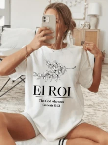 Olive Branch Symbolizing Peace, Hope, And Faith, Accompanied By A Spiritual Message About Seeing And Being Seen, Reflecting Serenity And Purpose. Women's Casual, Comfortable, Everyday T-Shirt - 白色 - 查看 6