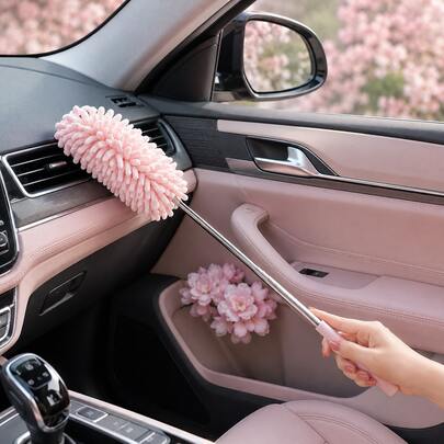 Telescopic Car Dusting Brush, Ergonomic Handle Flexible Polyester Brush, Adjustable Auto Interior Exterior Cleaning Tool