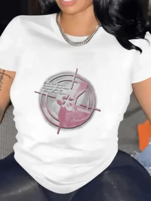 A Symbol Of Focus Representing Inner Strength And The Ability To Overcome Fears With A Determined And Confident Attitude. A Modern And Casual Women's T-Shirt For Everyday Wear. - 白色 - View 6