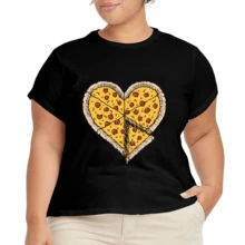 Camiseta Estampada para Mujer Talla Grande de Manga Corta - Negro - Ver 2