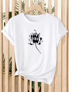 White Lotus Flower Symbolizing Purity, Serenity, And Inner Strength, Conveying Calm And Spiritual Balance. Women's Casual, Modern, Comfortable T-Shirt For Everyday Wear. - White - View 8
