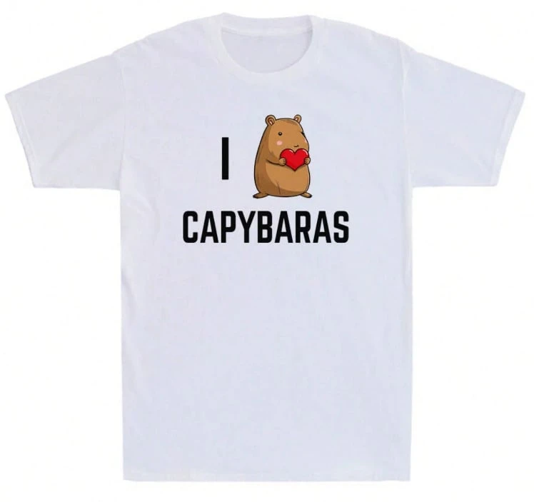Unisex Reines Baumwoll T-Shirt für Männer und Frauen "Ich pinkle in Pools" lustiges Capybara Meme Grafik T-Shirt - 100% Baumwolle 200g/m² Schwarz Y2K Retro Casual Tee mit kräftigem orangefarbenem Muster, Kurzarm Rundhals humorvoller Neuheitenoberteil für Erwachsene Weiche Baumwolle, Casual Alltags Tragen, leicht, atmungsaktiv, süß, perfekt für Urlaub, Blusen Geld Mujer, Playeras De Woman - Weiß 3 - Übersicht 1