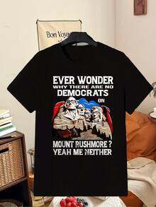 Camiseta Divertida de Satira Política del Partido Demócrata para Hombre - Diseño Vintage Humorístico, Cuello Redondo Transpirable, Estilo Casual, Lavable a Máquina para Todas las Temporadas, Camiseta Creativa con Temática Política Divertida - Negro - Ver 7