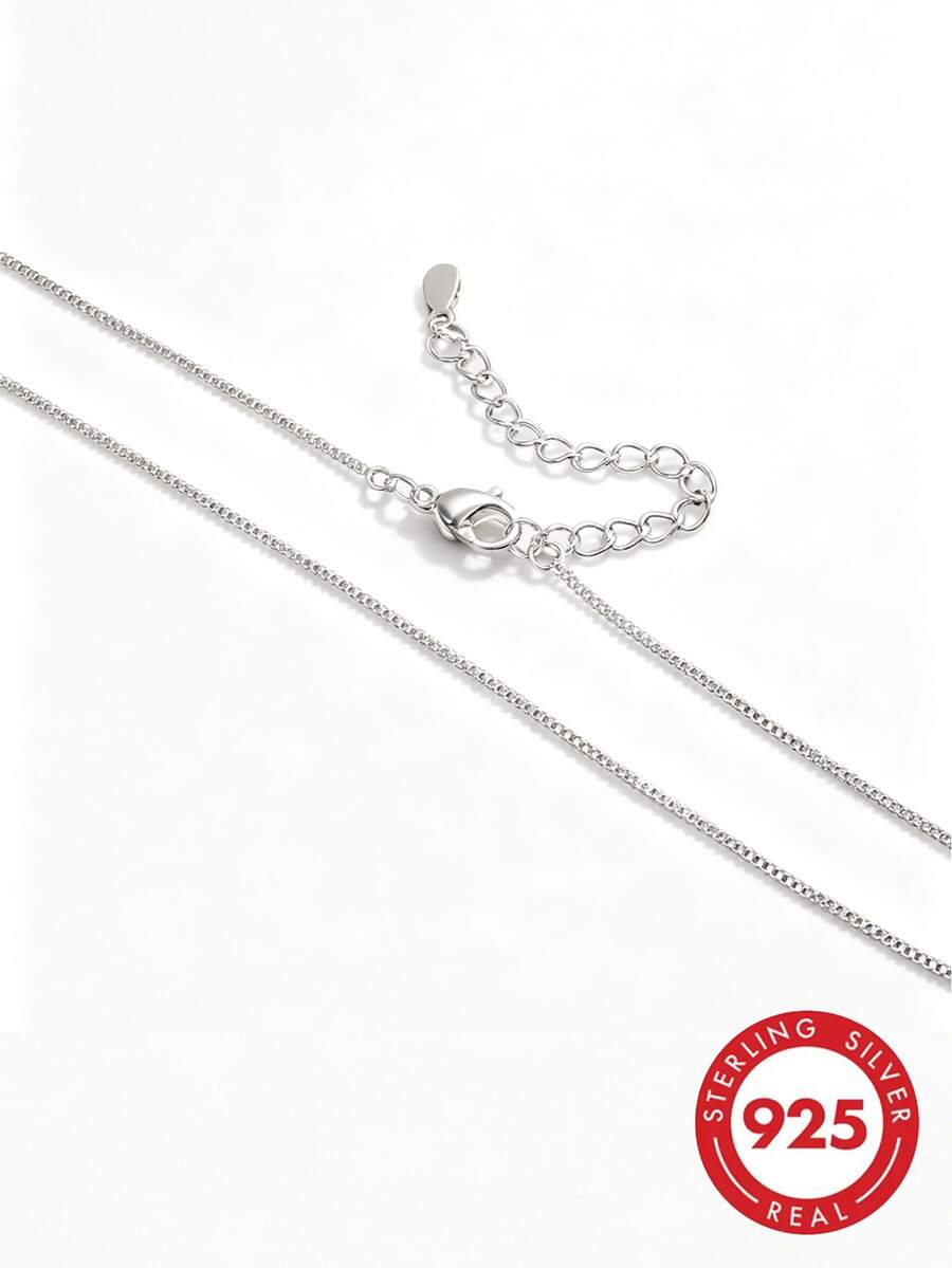 925 Sterling Silver Necklace, Minimalist Style, Shiny Basic Chain, Women's Accessory, Elegant Design - Silver - View 1
