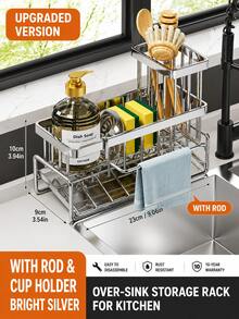 Multifunctional Sink Dish Drying Rack, Stainless Steel Cutlery Holder With Drain Basket, Suitable For Small Kitchen Space - Multicolor - View 23