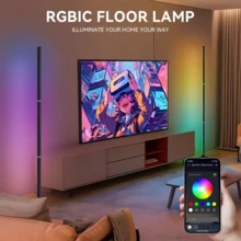 Đèn sàn LED RGB 49 inch, cấp nguồn USB, điều khiển bằng ứng dụng/điều khiển từ xa/nút bấm, đèn đổi màu theo nhạc, hẹn giờ, tự tạo hiệu ứng ánh sáng cho trang trí phòng, phòng chơi game, phòng khách, nhà bếp, trang trí tiệc, trang trí sinh nhật. - đèn sàn - Xem 7
