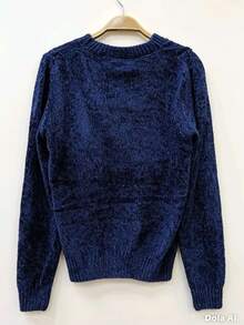Women's Modal Turtleneck Sweater With Elastic - Navy Blue - View 2