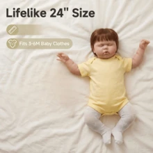 NPK 24英寸重生娃娃 Pickle 幼儿新生儿娃娃公主女孩逼真柔软触感3D皮肤艺术娃娃手工植发 - 黃色 - 查看 6