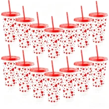 1 unidade/5 unidades/10 unidades, Copo de plástico em formato de coração com grande capacidade de 710 ml (24 oz), copo de café/copo de suco para o verão, adequado para encontros, casamentos, festas e feriados, presente ideal para feriados, família e amigos. - Multicolorido - Ver 1