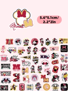 Disney 50张迪士尼米妮老鼠贴纸，可爱卡通动画主题贴纸，创意手绘涂鸦贴纸，适用于手机、冰箱、水瓶、吉他、滑板，手工装饰，生日派对礼物，奖励 - A - 查看 2