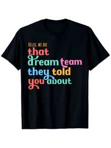 Hello, We Are The Legendary Dream Team. Unisex Casual Short-Sleeved Outdoor T-Shirt, Round Neck, Sizes S-XXXL, Vintage Style, Regular Fit, Suitable For All Seasons, Printed Design. - 白色 - 查看 1