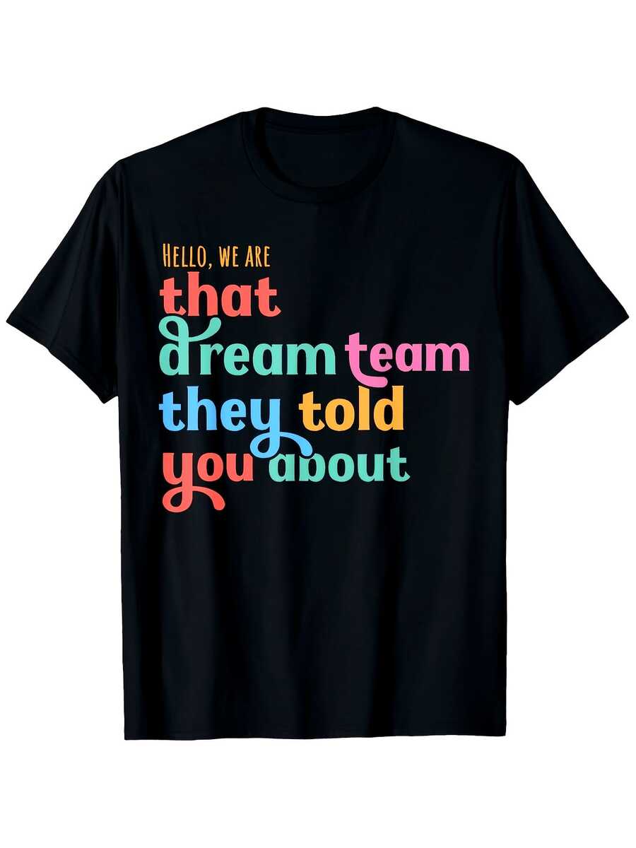 Hello, We Are The Legendary Dream Team. Unisex Casual Short-Sleeved Outdoor T-Shirt, Round Neck, Sizes S-XXXL, Vintage Style, Regular Fit, Suitable For All Seasons, Printed Design. - 白色 - 查看 1