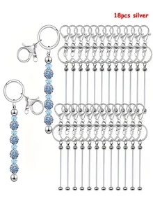 30pcs Beaded Keychain DIY Keyring Handmade Decorative Accessories, Beautiful Cute Beaded Keychain Bulk For Keychain Making Blank Beaded Keychain Craft Keychain DIY Holiday Gift Flat Lobster Clasp And Ring - DIY Craft Pack, Suitable For Backpacks - Figure 8 Keychain - View 11