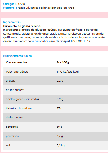 Vidal Dolci e caramelle - FRESA SILVESTRE RELENAS - Visualizzare 4