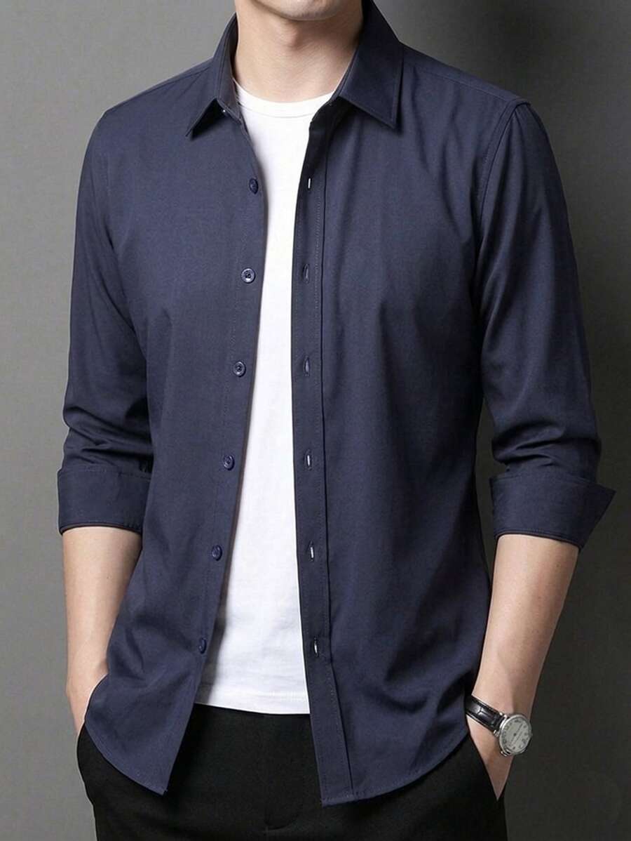 Men Shirts - Màu xanh hải quân - Xem 1