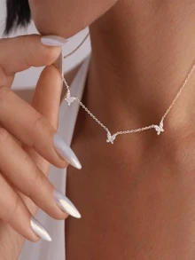 18K Gold Plated Butterfly Choker Necklace, 304 Stainless Steel Delicate Shiny Fashion Adjustable Necklace For Daily Wear, Gift For Friends, Girlfriend, Mother, Birthday - Gold - View 3