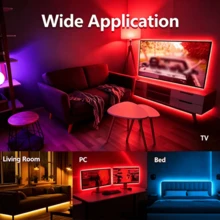 LITSHOW Tira de luz LED RGB de 32.8 pies con control remoto de 24 teclas, alimentada por USB de 5V, con respaldo adhesivo para una instalación fácil, adecuada para computadora, TV, gabinete, etc. - RGB - Ver 6