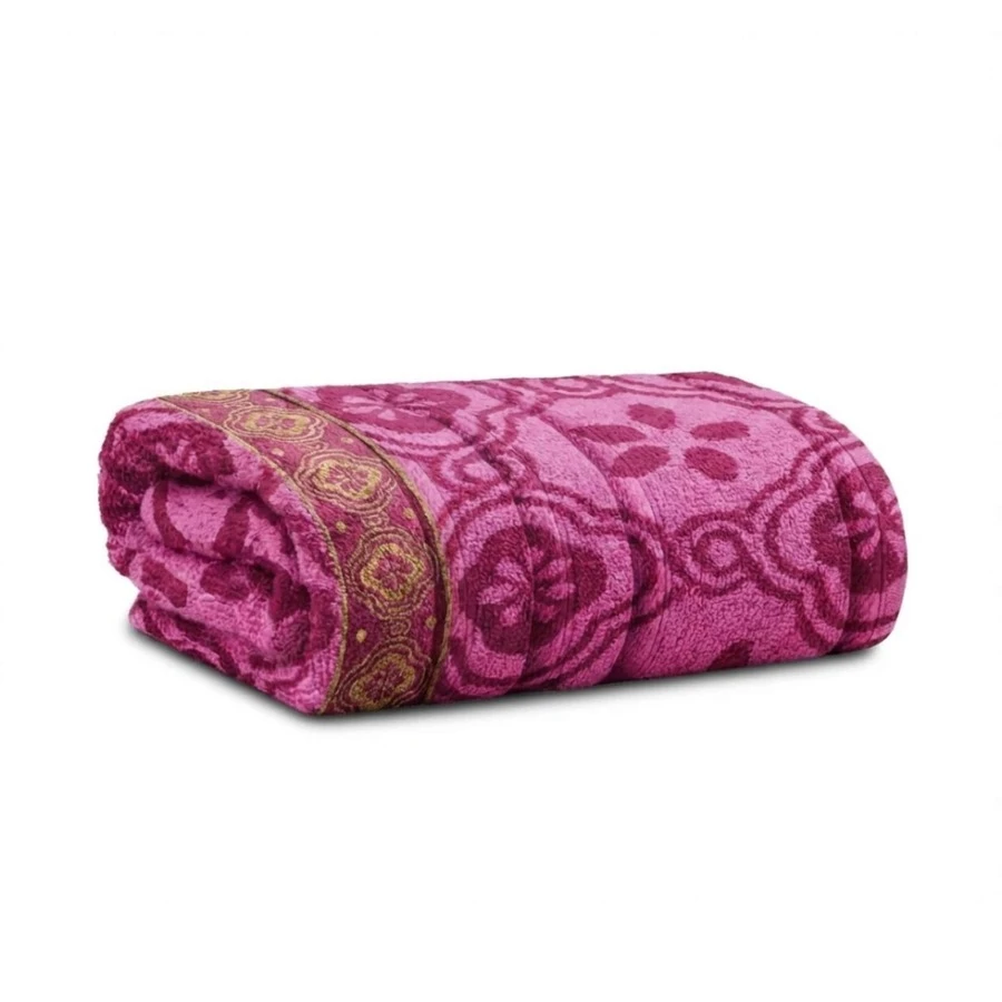 Large Soft Cotton Bath Towel With Luxury Print, 70*1.40 Cm - 羅莎 - 查看 1