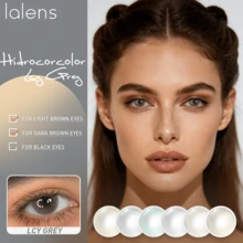 Lalens Lcy 6個月拋棄式灰色隱形眼鏡，直徑14.2mm，基弧8.6mm，小瞳孔，適合淺色和深色眼睛，自然外觀，適合春季、Y2K韓系時尚、生日禮物、派對、學生開學 - 冰灰色 - 查看 7